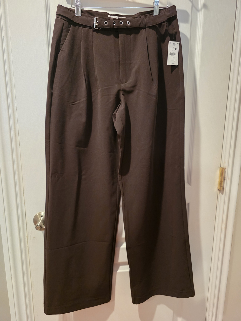NWT ACW Brown Wide Leg Pants With Belt Size 7